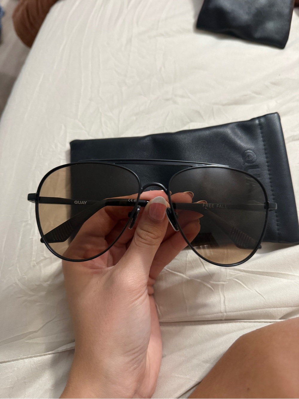 Quay Australia Black Frame Sunglasses with Brown Gradient Lenses